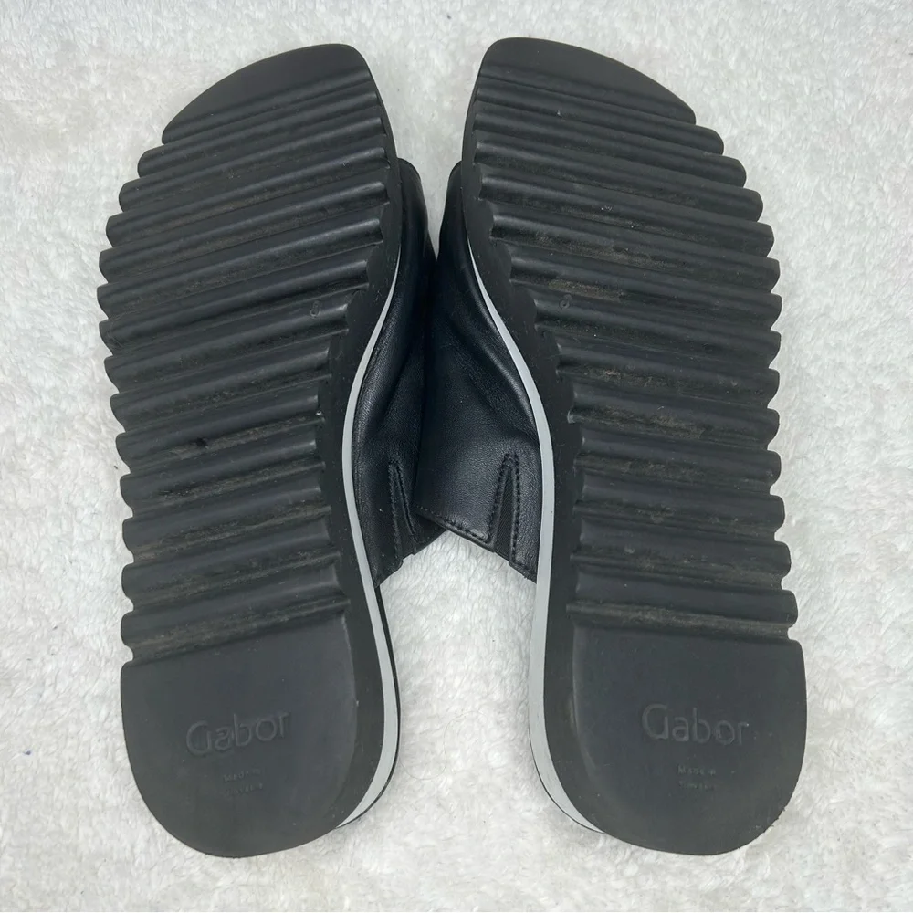 Gabor Black & White Platform Sandal Size 8